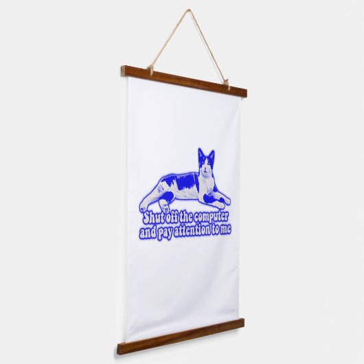 猫を飼おもしろいい、恋人に対して不機嫌な猫ミーム 吊り下げ型タペストリー (傾斜あり)