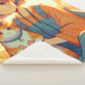 猫を飼ったアニメお気に入りのガール シェルパブランケット (3/4)