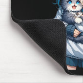 猫を飼っているかわいいアニメの女の子猫好きかわいい マウスパッド (コーナー)