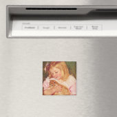 猫を飼っているサラ |メアリー・カッサット マグネット (インサイチュ (食洗機))