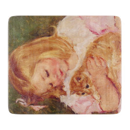 猫を飼っているサラ(by Mary Cassatt) カッティングボード
