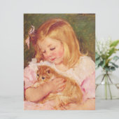 猫を飼っているサラ(by Mary Cassatt) カード (スタンド正面)
