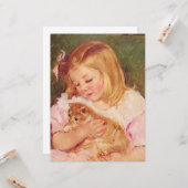 猫を飼っているサラ(by Mary Cassatt) カード (正面/裏面インサイチュ)