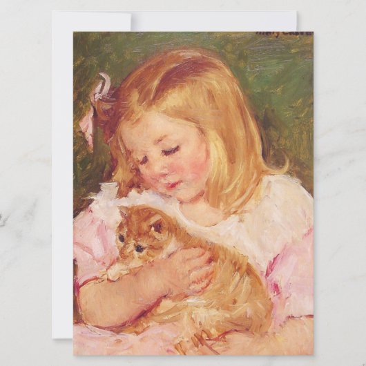 猫を飼っているサラ(by Mary Cassatt) カード (正面)
