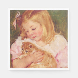 猫を飼っているサラ(by Mary Cassatt) スタンダードランチョンナプキン