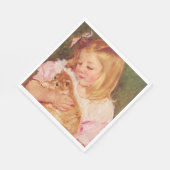猫を飼っているサラ(by Mary Cassatt) スタンダードランチョンナプキン (角)