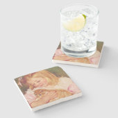 猫を飼っているサラ(by Mary Cassatt) ストーンコースター (横)