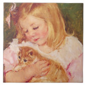 猫を飼っているサラ(by Mary Cassatt) タイル (正面)