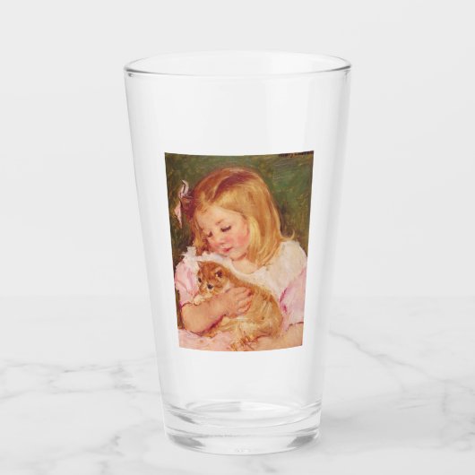 猫を飼っているサラ(by Mary Cassatt) タンブラーグラス (正面)
