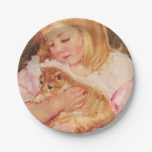 猫を飼っているサラ(by Mary Cassatt)