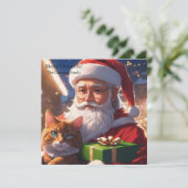 猫を飼っているサンタ シーズンカード (スタンド正面)
