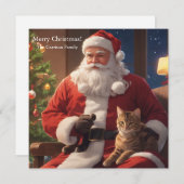猫を飼っているサンタ シーズンカード (正面/裏面)