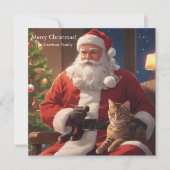 猫を飼っているサンタ シーズンカード (正面)
