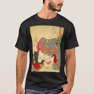 猫を飼っている人(日本の浮世絵プリント) Tシャツ