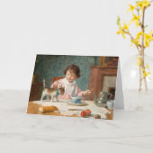 猫を飼っている女の子 | ビクトル・ガブリエル・ギルバート カード (黄色い花)