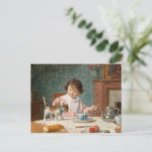 猫を飼っている女の子 | ビクトル・ガブリエル・ギルバート ポストカード (スタンド正面)