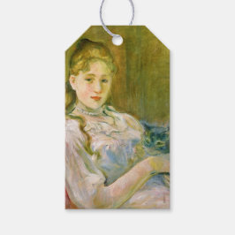 猫を飼っている女の子(by Berthe Morisot) ギフトタグ