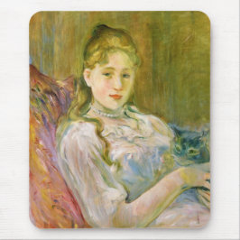 猫を飼っている女の子(by Berthe Morisot) マウスパッド