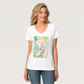 猫を飼っている女の子 Tシャツ (正面フル)