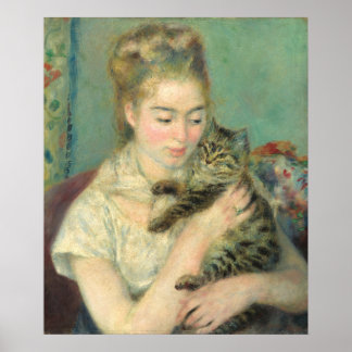 猫を飼っている女性 – Augusteルノアールファインアートポスター ポスター