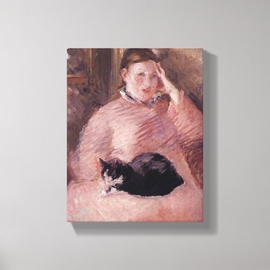 猫を飼っている女性(by Edouard Manet) キャンバスプリント (正面)