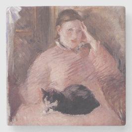猫を飼っている女性(by Edouard Manet) ストーンコースター