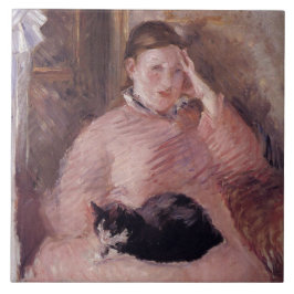 猫を飼っている女性(by Edouard Manet) タイル