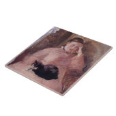 猫を飼っている女性(by Edouard Manet) タイル (側面)