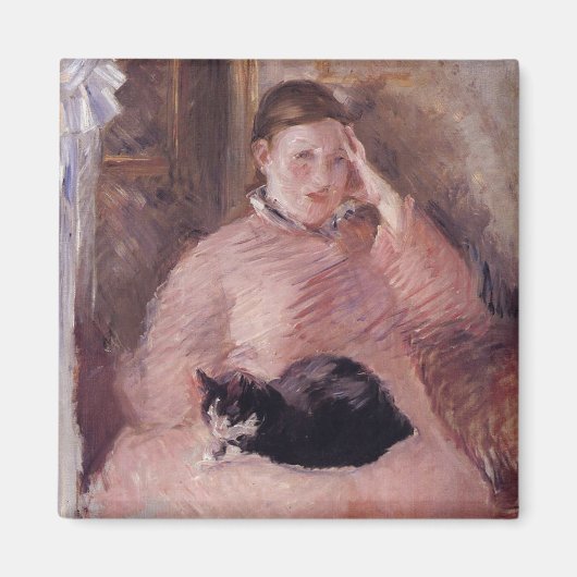 猫を飼っている女性(by Edouard Manet) マグネット (正面)