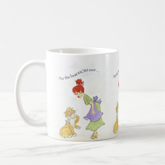猫を飼っている母 コーヒーマグカップ (左)