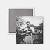 猫を飼っている青年 マグネット (正面/裏面)