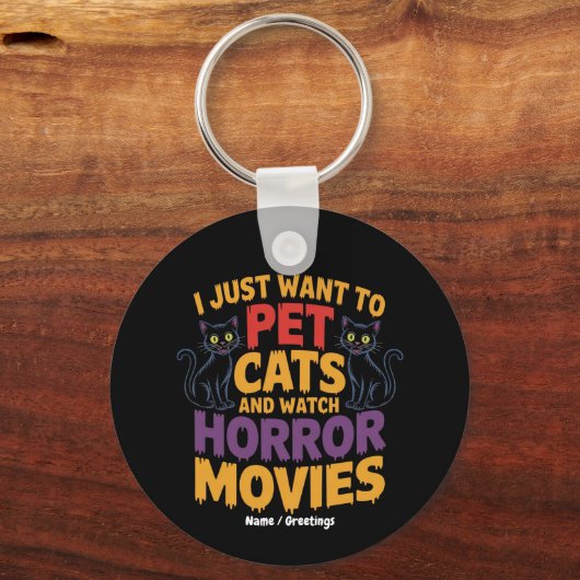 猫を飼ってホラー映画を見たい キーホルダー (正面)