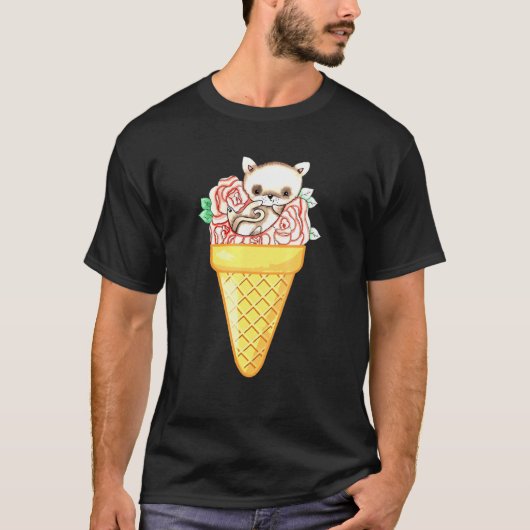 猫アイスクリーム動物及びアイスクリームコレクション Tシャツ (正面)