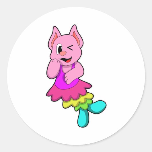 猫アット・ダンスとスカート ラウンドシール (正面)