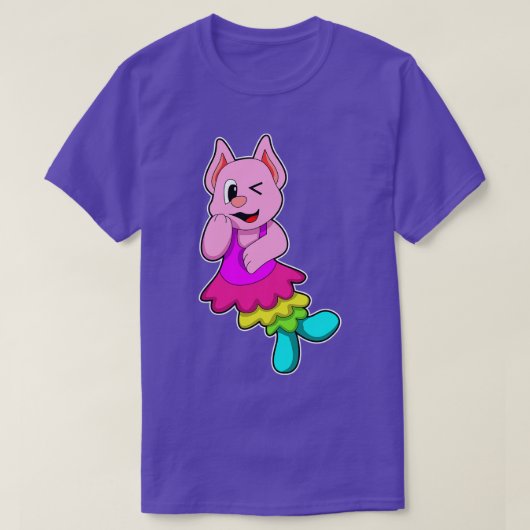 猫アット・ダンスとスカート Tシャツ (デザイン正面)