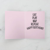 猫アドバイスおもしろいパンダ子猫誕生日挨拶 カード (内部)