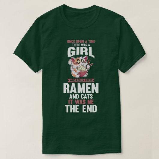 猫アニメ・ラーメン Tシャツ (デザイン正面)