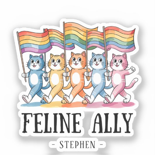猫アリ – Rainbow Cat LGBTQプライド シール (正面)