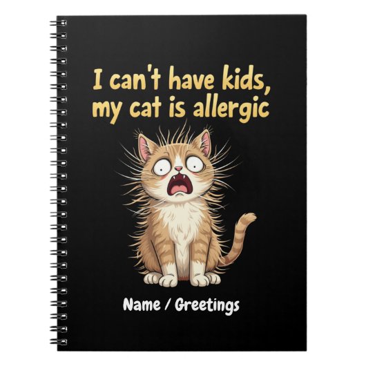 猫アレルギーで子供は無理 面白い ノートブック (正面)