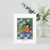 猫アーティストおもしろい絵を描猫のカスタム ポストカード (スタンド正面)