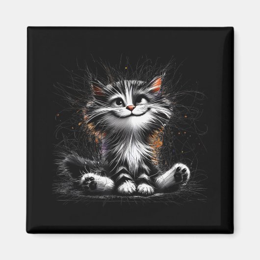 猫アートの面白さ マグネット (正面)