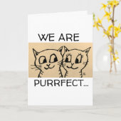 猫アートカップルのロマンチックカード カード (黄色い花)