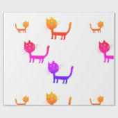 猫アートカラフルスケッチ包装紙 ラッピングペーパー (フラット)