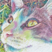 猫アートカラフル猫顔シール シール (正面)