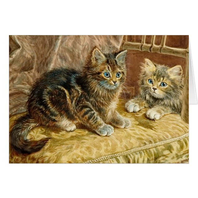 猫アートカード：ヴィンテージ猫ビクトリアン- Art (正面横)