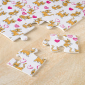 猫アートワーク |かわいい猫バレンタイン ジグソーパズル (側面)