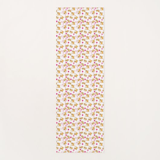 猫アートワーク |かわいい猫バレンタイン ヨガマット (正面)