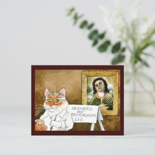 猫アート修復スペインのフレスコ ポストカード (スタンド正面)
