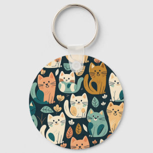 猫アート柄かわいい キーホルダー