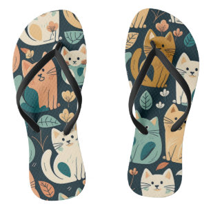 猫アート柄かわいい ビーチサンダル